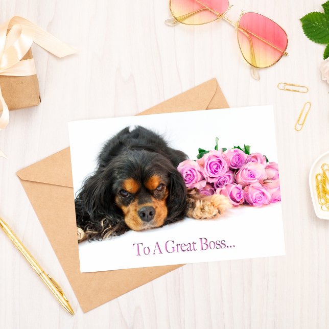 Cartão Birthday Boss Cavalier King Charles Spaniel (Criador carregado)