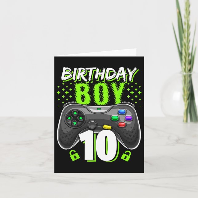 Cartão Birthday Boy 10 Video Game Controller Gamer 10th B (Frente)