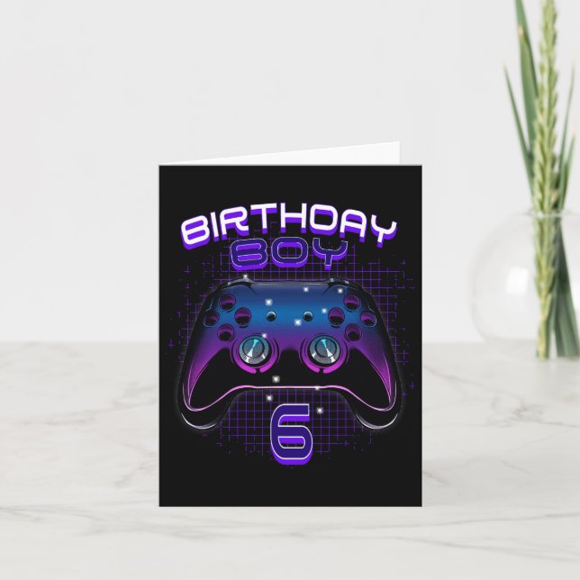 Cartão Birthday Boy 6 Video Game Controller Gamer 6 Bir (Frente)