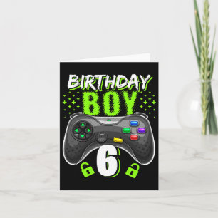 Cartão Birthday Boy 6 Video Game Controller Gamer 6 Bir