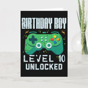 Cartão Birthday Boy Level 10 Gamer Controller 10 Desbloqu