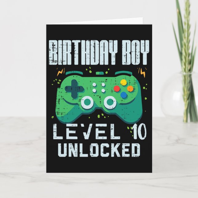 Cartão Birthday Boy Level 10 Gamer Controller 10 Desbloqu (Frente)