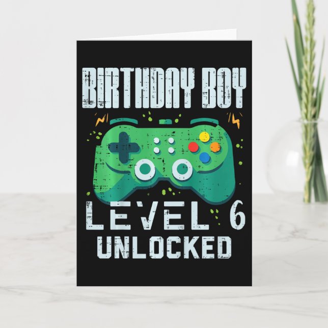 Cartão Birthday Boy Nível 6 - 6 do Gamer Controller Desbl (Frente)