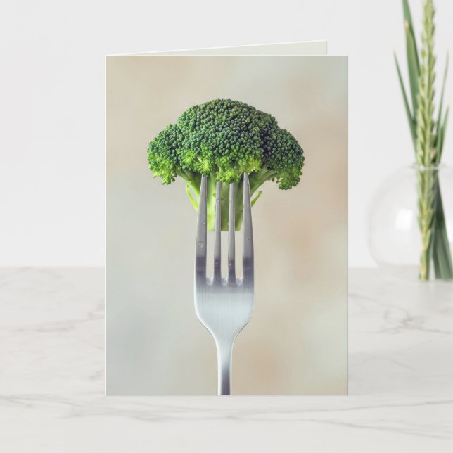 Cartão Birthday Broccoli Floret On a Fork  (Frente)
