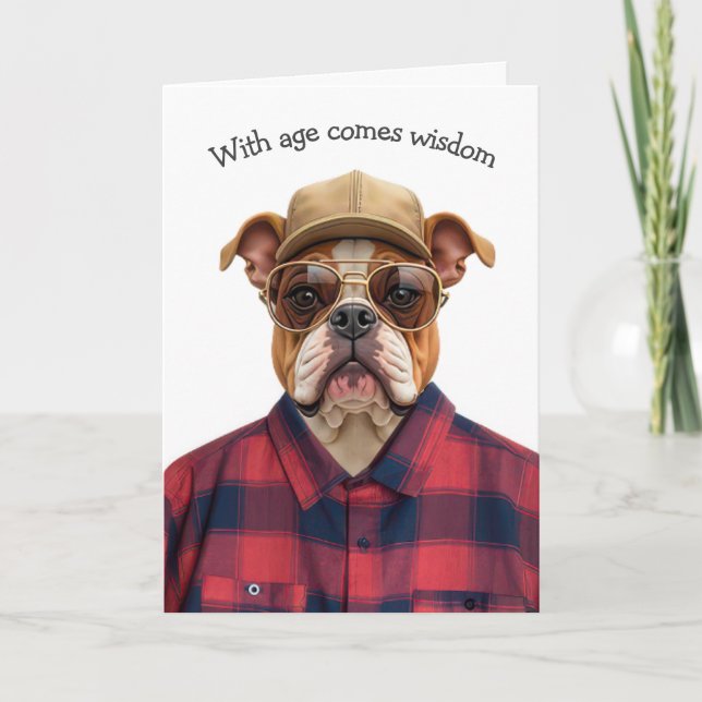 Cartão Birthday Bulldog Humor (Frente)