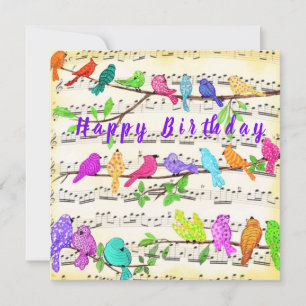Cartão Birthday Card Colorful Musical Birds - Primavera
