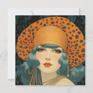 Cartão Birthday card featuring beautiful 1920s girl