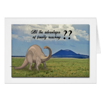 Cartão Birthday Card for a Senior - dinosaur and volcano