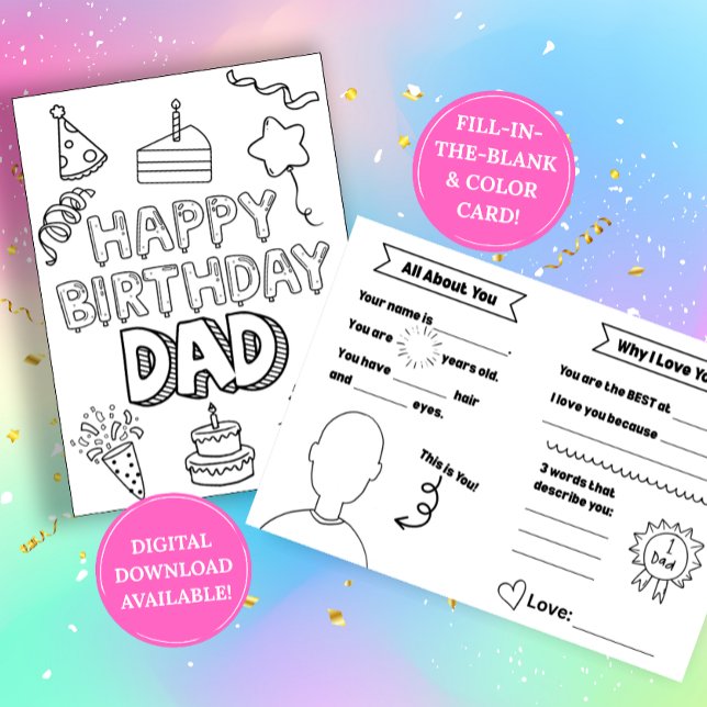 Cartão Birthday Card for Dad: Fill in the blank (Criador carregado)