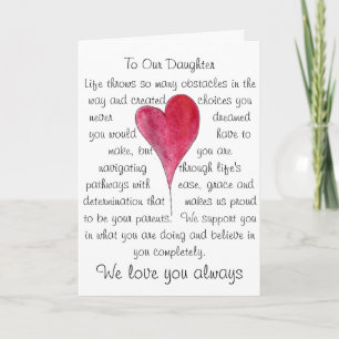 Cartão Birthday card for daughter with heart and words