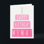 Cartão Birthday Card for Mema<br><div class="desc">Birthday Card for Mema. If you call your grandmother Mema instead of Grandma, this birthday card is perfect for her. Your mema also will love this birthday card's gradient ombre pink design with a birthday cake that says "Happy birthday Mema!" Make this card customizable! Click "Edit Design", "Inside Bottom/Right: Text...</div>