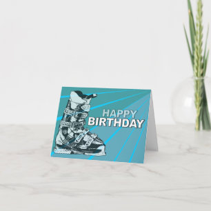 Cartão Birthday Card Ski Boot Blue