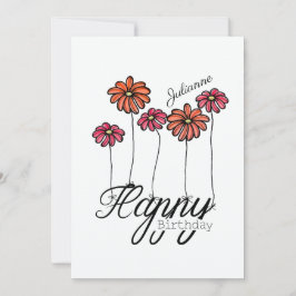 Cartão Birthday Card w Red Flower Balloons and Name