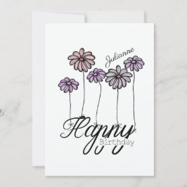 Cartão Birthday Card w Rosé Flower Balloons and Name