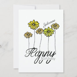 Cartão Birthday Card w Yellow Flower Balloons and Name