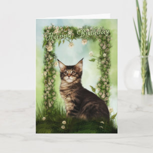 Cartão Birthday Card With Cute Cat