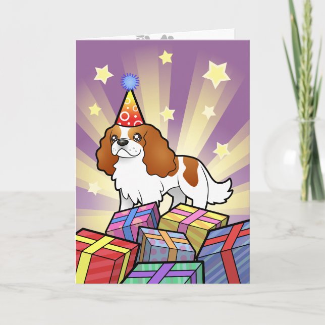 Cartão Birthday Cavalier King Charles Spaniel (Frente)