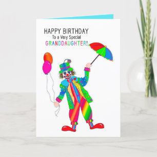 Cartão Birthday, Clown, Granddaughter, Kaleidoscope Group