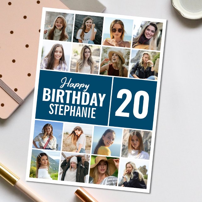Cartão Birthday Collage | Foto de qualquer saudação perso (Personalize the collage birthday greeting card to create a special keepsake for your loved one!)