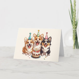 Cartão Birthday Corgi Dogs