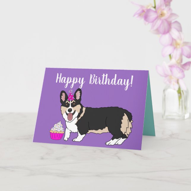 Cartão Birthday Corgi Pup (Orquídea)