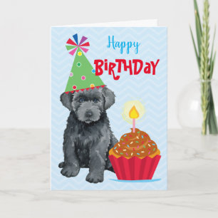 Cartão Birthday Cupcake Bouvier des Flandres