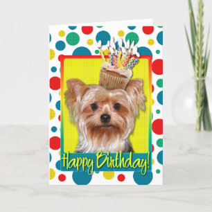 Cartão Birthday Cupcake - Yorkshire Terrier