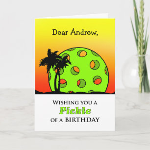 Cartão Birthday Custom Front, Pickleball Sunset, Tropical