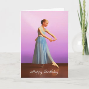 Cartão Birthday, Customizable, Ballerina in Blue