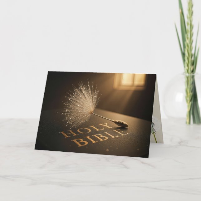 Cartão Birthday Dandelion Seedling On a Bible  (Frente)