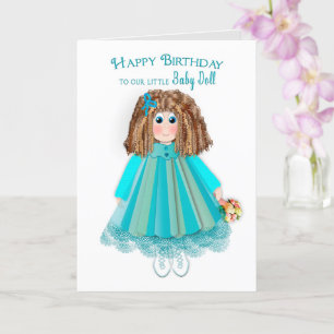Cartão Birthday, Daughter, Baby Doll Curly Hair and Dress