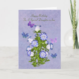 Cartão Birthday, Daughter-in-law, Butterflies and Flowers