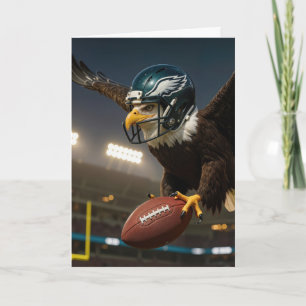 Cartão Birthday Eagle voando com futebol