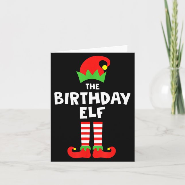 Cartão Birthday Elf Matching Group Family Holiday Christm (Frente)