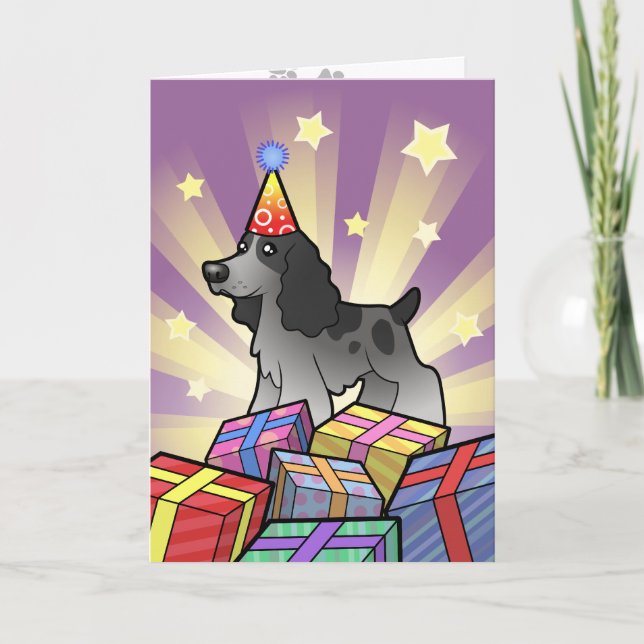 Cartão Birthday English Cocker Spaniel (Frente)