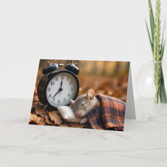 Cartão Birthday Fall Back Time Change With Mouse (Frente)