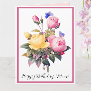 Cartão Birthday Floral Rosa Amarelo Rosas Amarelas Rosas 