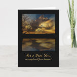 Cartão Birthday for Son, Dramatic Sunset and Lake<br><div class="desc">A digital painting of a sunset reflected in a lake and the silhouette of a tree. Dramatic birthday card for a son.</div>