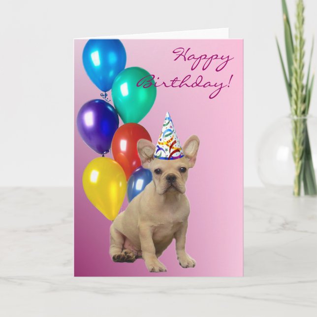 Cartão Birthday French Buldogue (Frente)