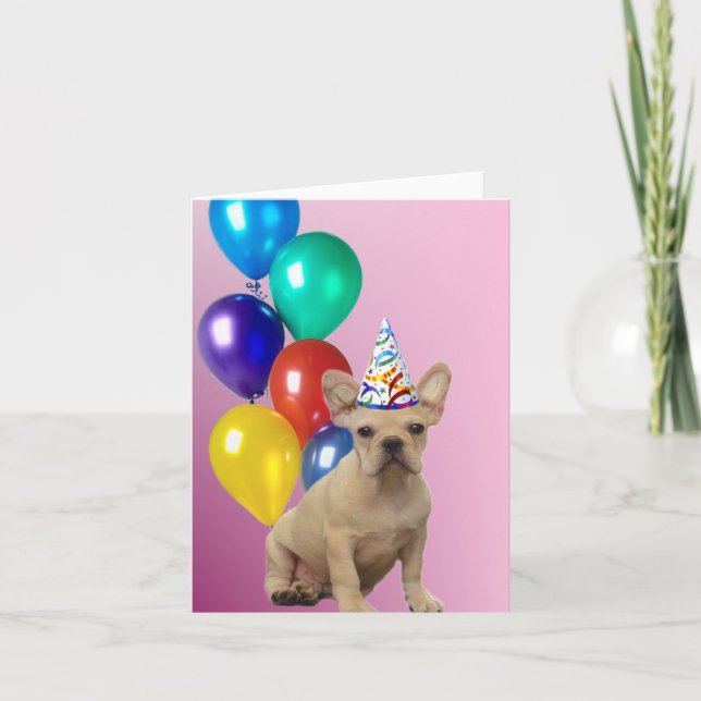Cartão Birthday French Buldogue (Frente)