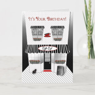 Cartão Birthday - French Cafe' - Black/Red/White