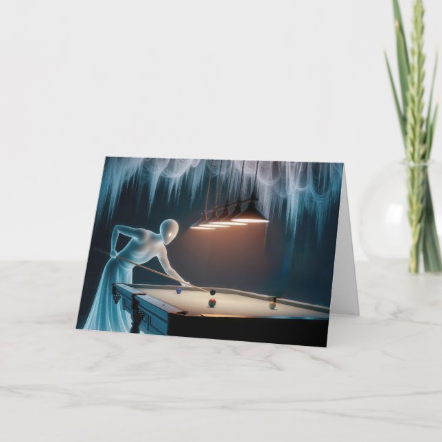 Cartão Birthday Ghosts Jogando Piscina (Frente)