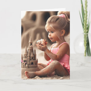 Cartão Birthday Girl admirando uma concha