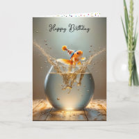 Birthday Goldfish Pulando do Fishbowl