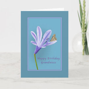 Cartão Birthday, Grandniece, Daylily Flower and Butterfly