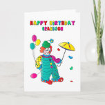 Cartão Birthday Grandson Colorful Clown Fun Image Card<br><div class="desc">Fun and ideal card to give the child to brighten his day.  Other categories are available.

Also,  note,  there is the same image available except it is designed like a coloring book page
ready for the child to color the card.</div>