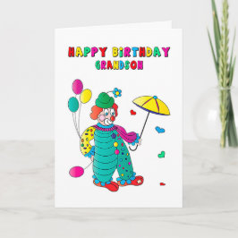 Cartão Birthday Grandson Colorful Clown Fun Image Card