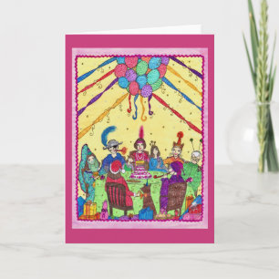 Cartão Birthday Greeting Card, costumes, dog, cake, party