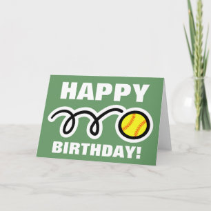 Cartão Birthday greeting card with yellow softball design