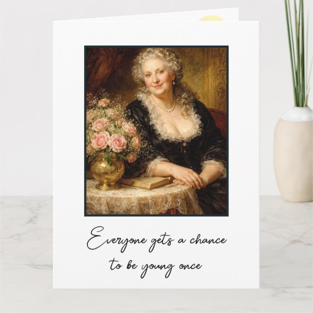 Cartão Birthday Humor Vintage Woman Portrait (Frente)